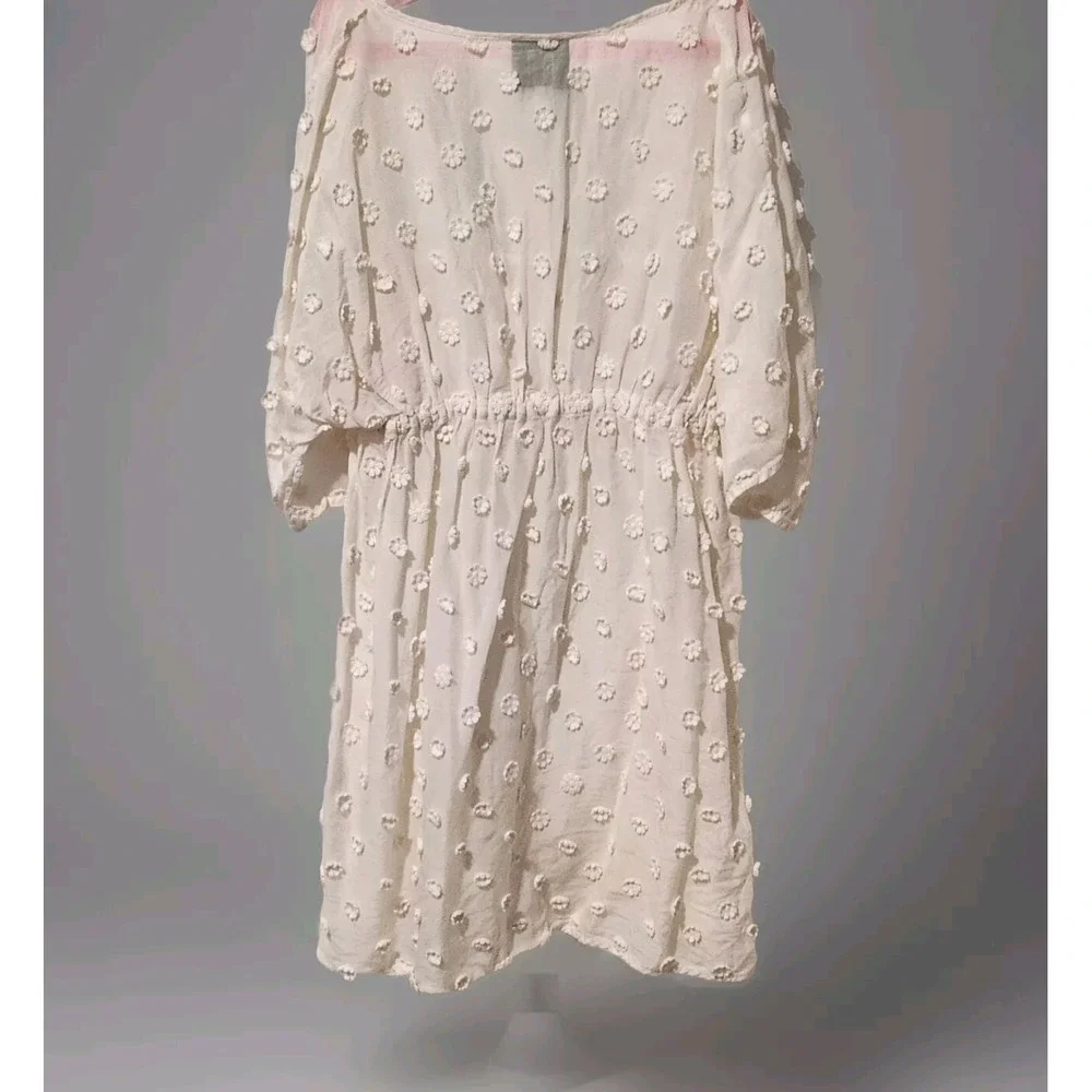 MILLY Minis Swim.Cover up 3D Flowers Ivory 100%cotton Size 10 years Beach Summer